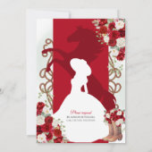 Rood Elegant Rustiek Western Charro Quinceanera V3 Kaart (Achterkant)