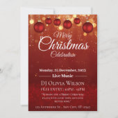 Rood Elegant Vrolijk Kerstfeest Uitnodiging (Voorkant)