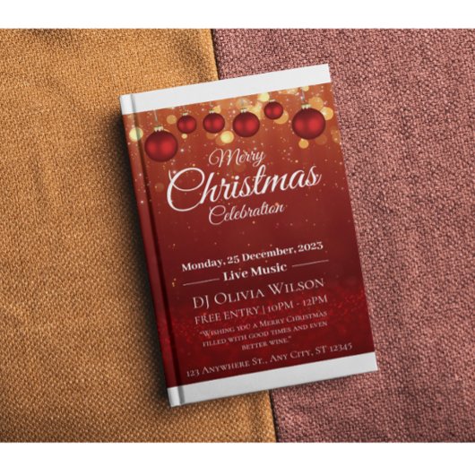 Rood Elegant Vrolijk Kerstfeest Uitnodiging