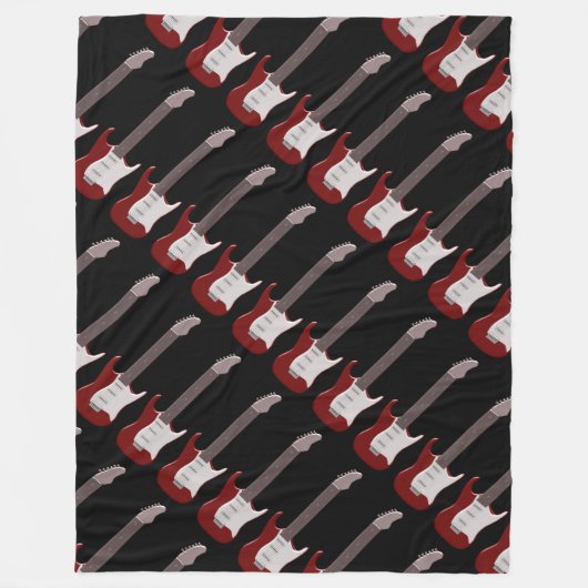 Rood elektrisch gitaarontwerp fleece deken (Voorkant)