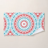 Rood en Aqua geometrisch Mandala patroon Bad Handdoek (Handdoek)
