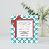 Rood- en Aqua Polka-weddenschap Kaart (Staand voorkant)