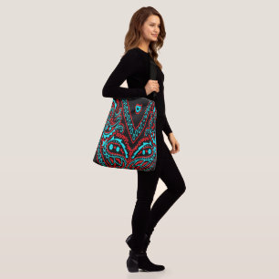 Rood en Baby Blauw Paisley Bandanna Print Crossbody Tas