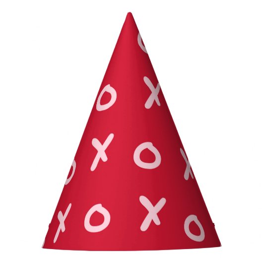 Rood en Baby Licht Roze X O XO Trendy Cute Feesthoedjes (Voorkant)