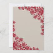 Rood en beige Daisy Wedding Invitations Kaart (Achterkant)