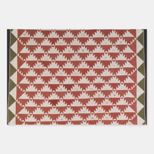 Rood- en beige design inpakpapier vel (Voorkant)