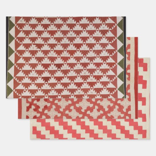 Rood- en beige design inpakpapier vel (Set)