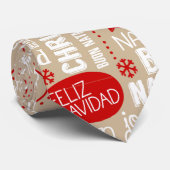 Rood- en beige kersttalen Gezegden Stropdas (Opgerold)