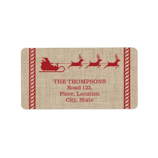 Rood- en beige kersttasje en aangepaste tekst etiket (Voorkant)