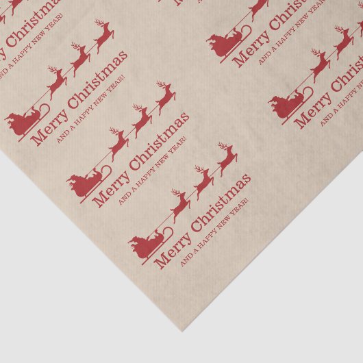 Rood- en beige kersttasje en aangepaste tekst tissuepapier (Detail)