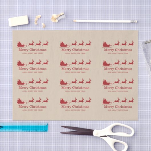 Rood- en beige kersttasje en aangepaste tekst tissuepapier (Craft)