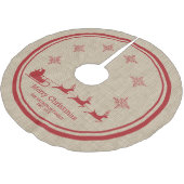 Rood- en beige kersttasje en familienaam kerstboom rok (Gekanteld)