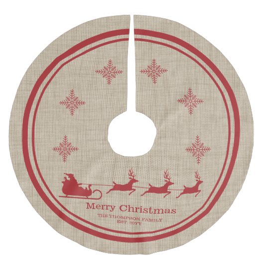 Rood- en beige kersttasje en familienaam kerstboom rok (Voorkant)