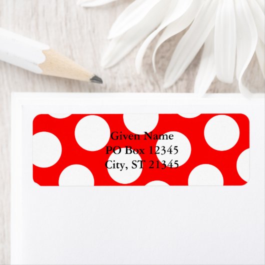 Rood en Big White Polka Dot Etiket (Insitu)