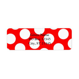 Rood en Big White Polka Dot Etiket