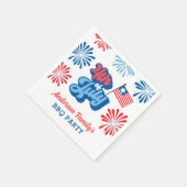 Rood en Blauw 4 juli Vuurwerk Retro BBQ Party Servet (Hoek)