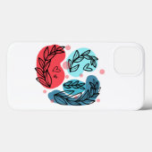 Rood en blauw Abstracte Planten Case-Mate iPhone Case (Achterkant (horizontaal))