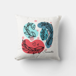 Rood en blauw Abstracte Planten Kussen