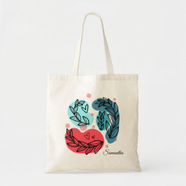 Rood en blauw Abstracte Planten Tote Bag