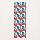 Rood en blauw Abstracte Planten Yogamat (Voorkant)