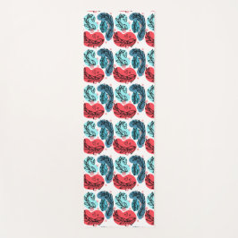 Rood en blauw Abstracte Planten Yogamat