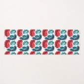 Rood en blauw Abstracte Planten Yogamat (Voorkant (horizontaal))