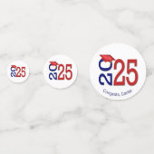 Rood en blauw Afstuderen 2025 Confetti (Voorkanten)