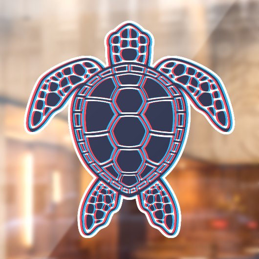 Rood en blauw Anaglyph 3D Glitch Effect Zee Schild Raamsticker (Vel 2)