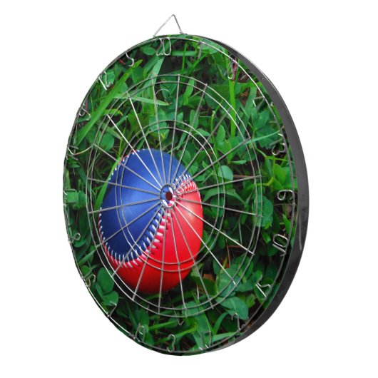 Rood- en blauw Baseball met witte onderdruk Dartbord (Voorkant Rechts)