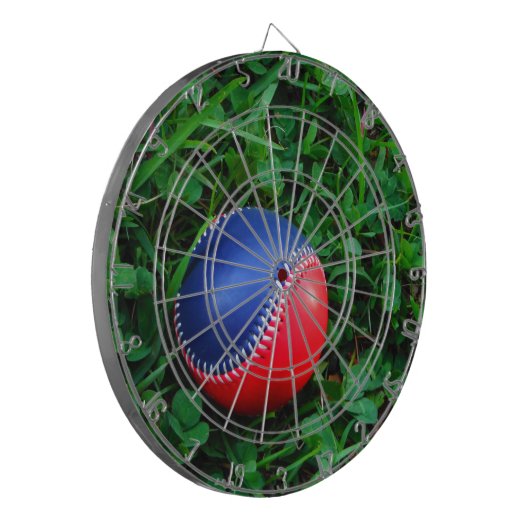 Rood- en blauw Baseball met witte onderdruk Dartbord (Voorkant Links)