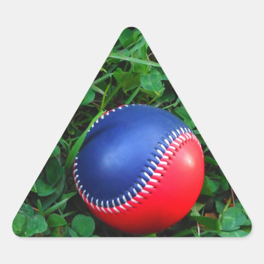 Rood- en blauw Baseball met witte onderdruk Driehoek Sticker (Voorkant)