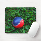 Rood- en blauw Baseball met witte onderdruk Muismat (Met muis)