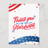 Rood en Blauw Bedankt Hard Work Labor Day Briefkaart (Voorkant)