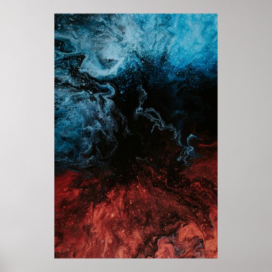 Rood en blauw behang poster (Voorkant)