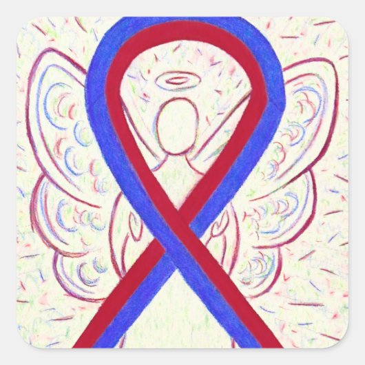 Rood- en blauw bewustzijn Ribbon Angel Sticker Dec (Voorkant)