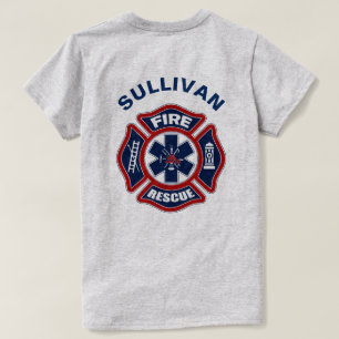 Rood en blauw bij brand en reddingsoperaties t-shirt