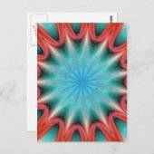 Rood en blauw Briefkaart met uitbarsting (Voorkant / Achterkant)