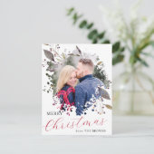 Rood en Blauw Buffalo Plaid Foto Platte Vakantie K Feestdagenkaart (Staand voorkant)