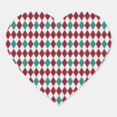 Rood- en blauw diamantglitter hart sticker (Voorkant)