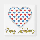 Rood- en blauw elegant hartvormig magneet (Voorkant)