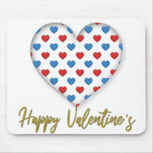 Rood- en blauw elegant hartvormig muismat