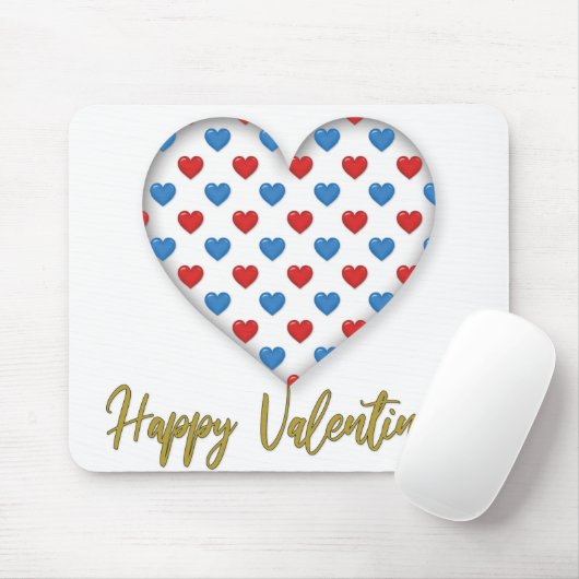 Rood en Blauw Ellegant Hartvorm Muismat (Met muis)