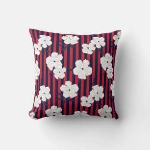 Rood en blauw Floral, botanisch naadloos patroon m Kussen