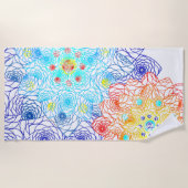 Rood en blauw Floral Strandlaken (Voorkant)