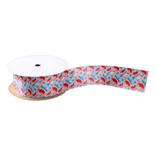 Rood en blauw gebogen fractaal patroon lint
