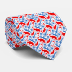 Rood en blauw gebogen fractaal patroon stropdas