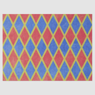 Rood en blauw geometrisch harlequin-diamantpatroon tissuepapier