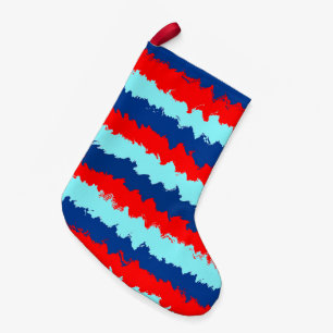 Rood en Blauw Gestreept Patroon Kleine Kerstsok