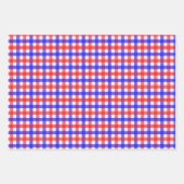Rood en Blauw Gingham Mini Check Inpakpapier Vel (Voorkant)