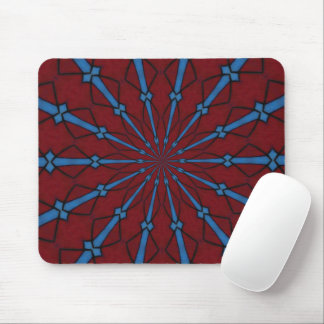 Rood en blauw Glas in lood Radiale Mousepad Muismat